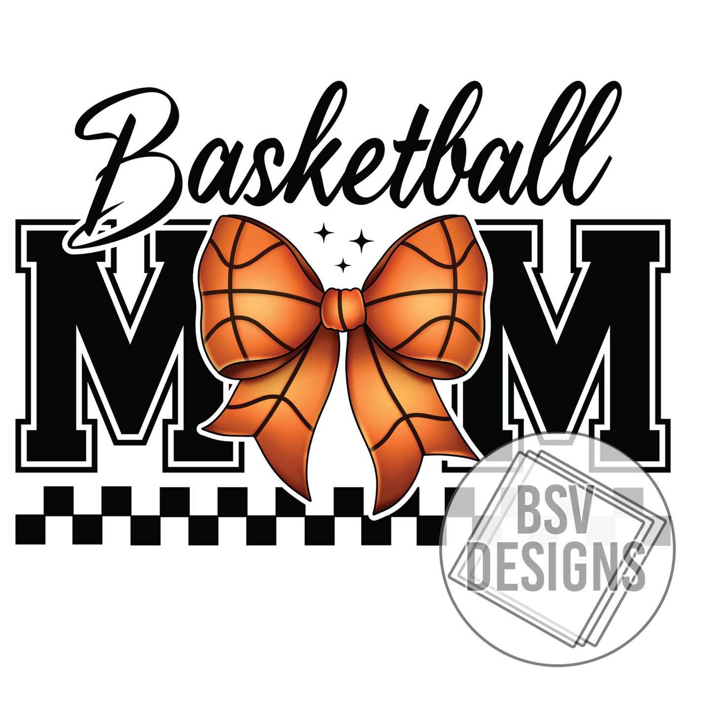 Basket Ball Checkered Bow