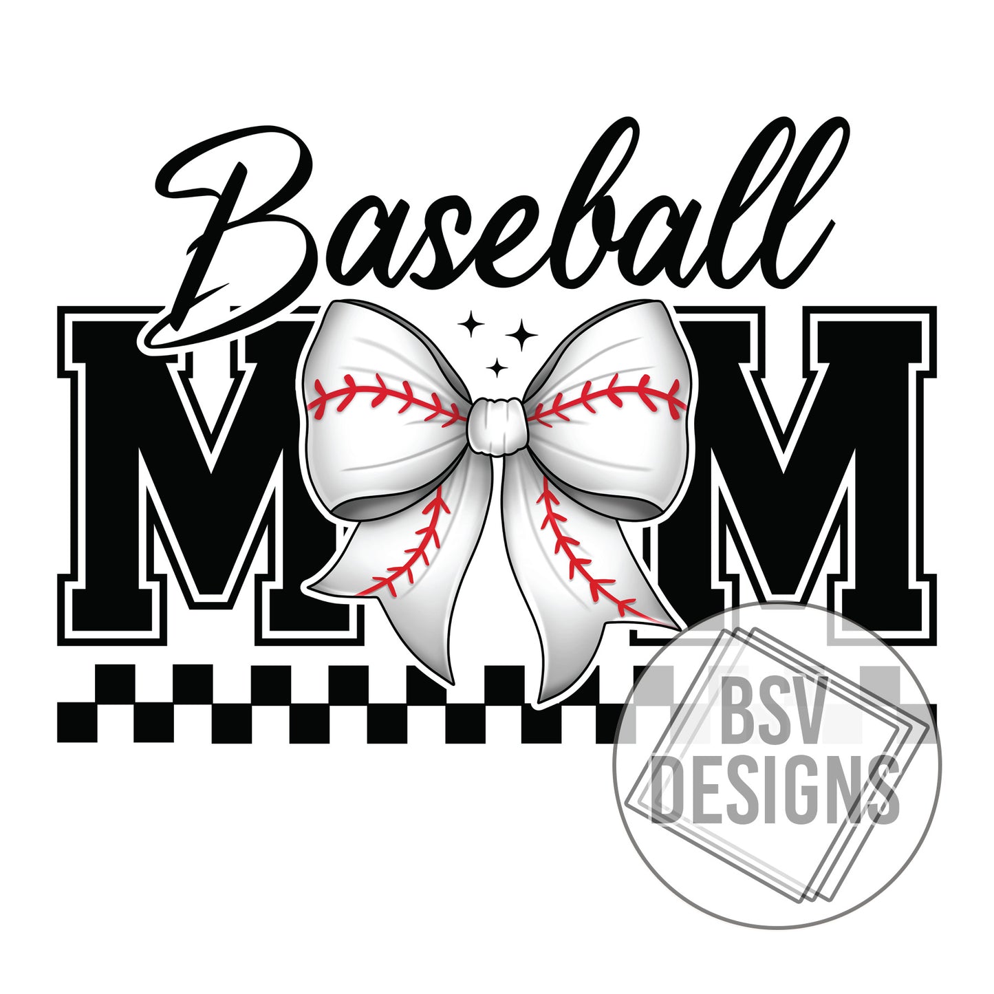 Baseball Mom Checkered Bow