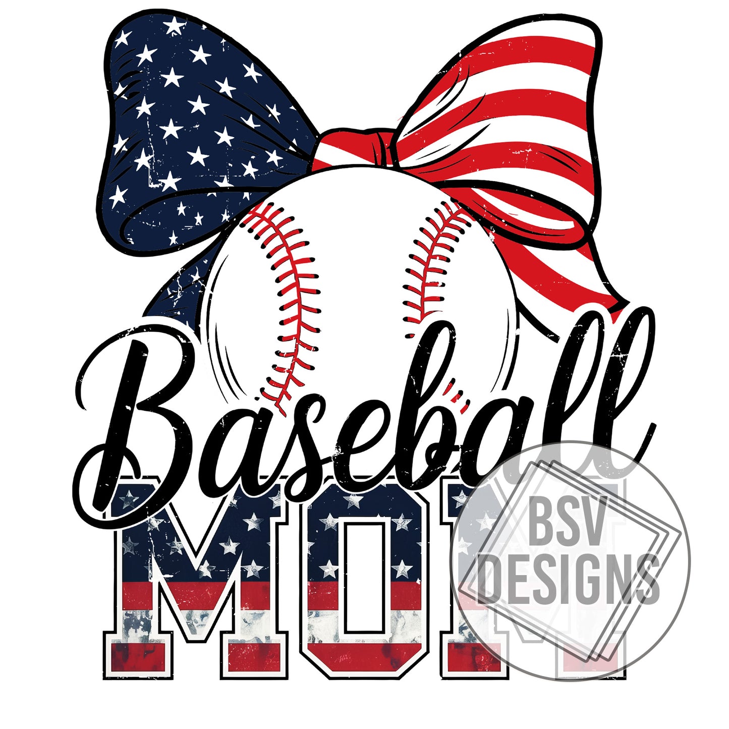 Baseball Mom USA Bow
