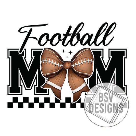 Football Mom Checkered Bow