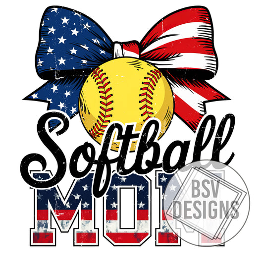 Softball Mom USA Bow
