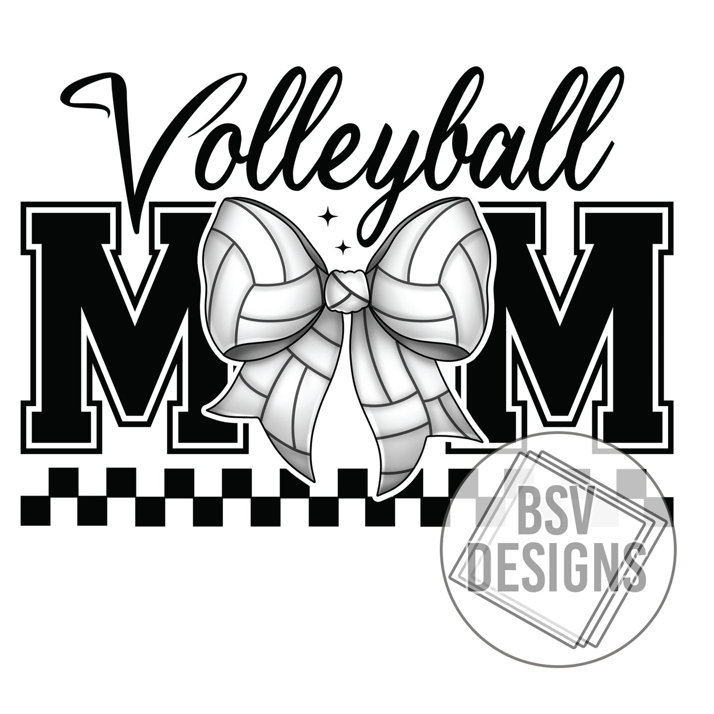 Volleyball Mom Checkered Bow