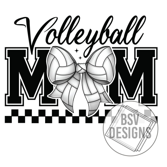 Volleyball Mom Checkered Bow
